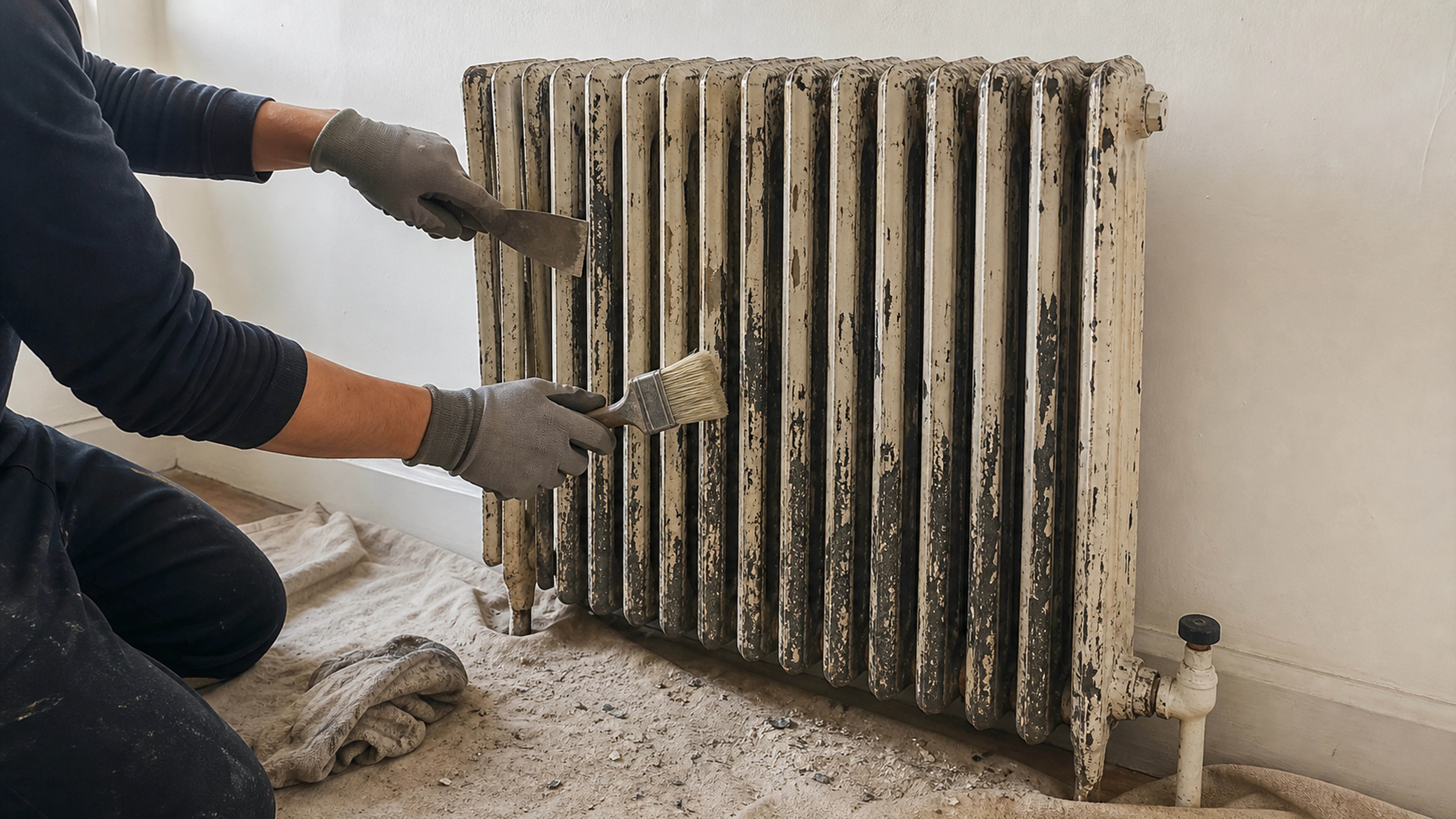 Illustration éditoriale pour l’article « Comment décaper un radiateur en fonte sans démonter »