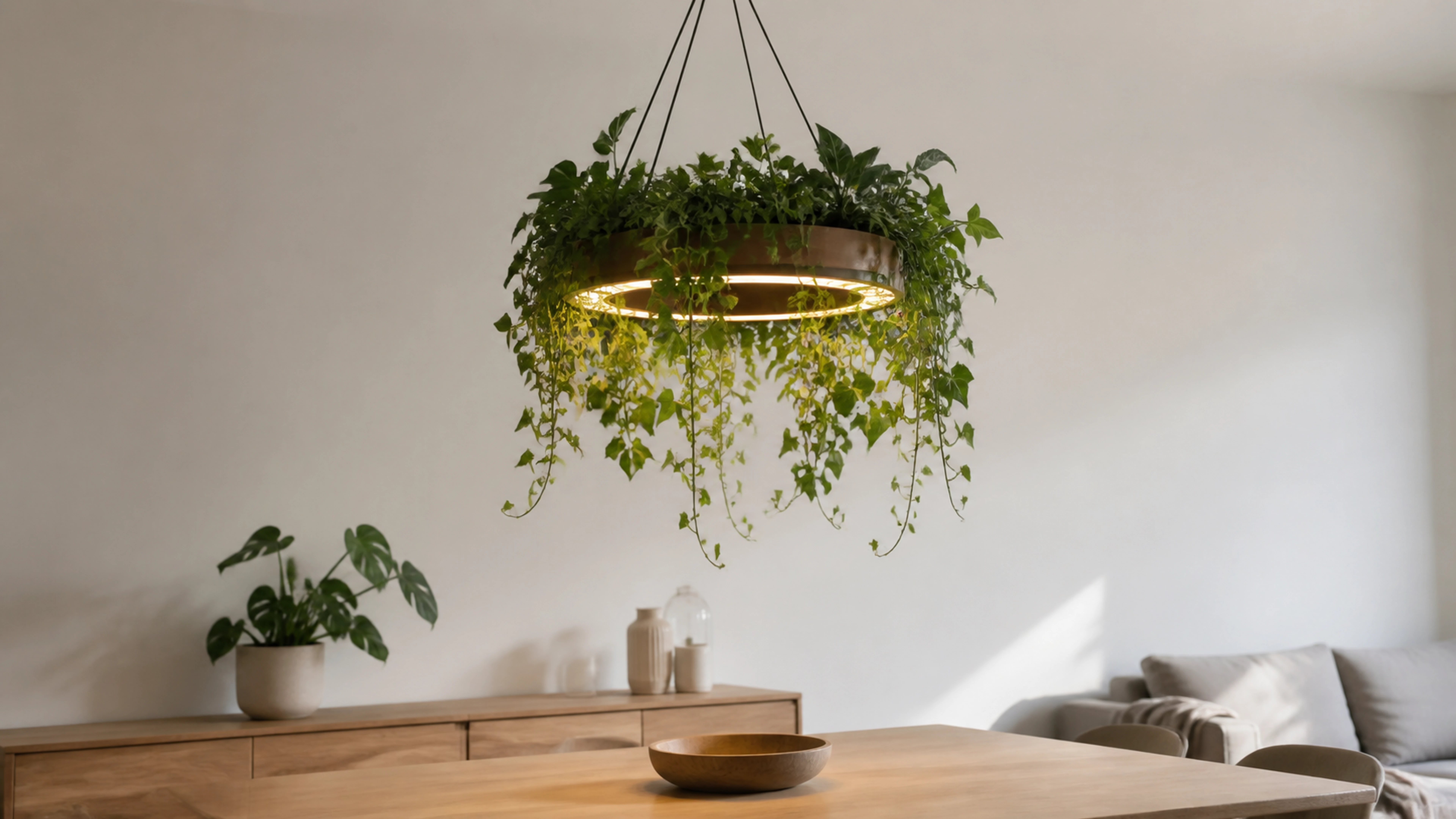 Illustration éditoriale pour l’article « Guide pour choisir un lustre plante design et biophilique »